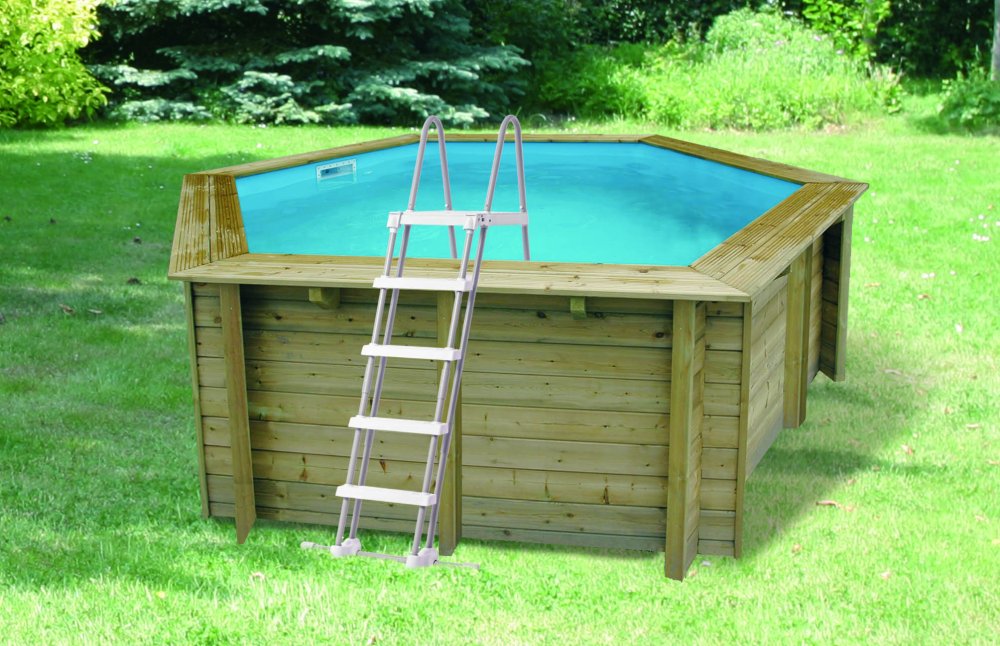 Piscine en bois hexagonale AZURA Ø 410 - H 120 cm UBBINK