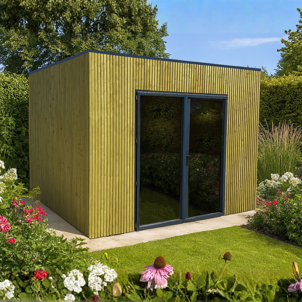 Abri de Jardin Bois Traité Toit Plat | 304 x 304 cm | Bois autoclave | 28 mm d'épaisseur