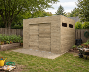 Abri de Jardin Bois NOTO 8m²  - 298,8 x 290,8 cm | Bois traité autoclave | 19 mm d'épaisseur