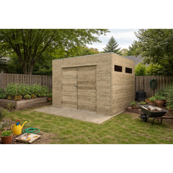 Abri de Jardin Bois NOTO 8m²  - 298,8 x 290,8 cm | Bois traité autoclave | 19 mm d'épaisseur