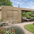 Abri de jardin bois avec auvent AMALFI – 298,8 x 198,8 cm + auvent 287 cm | Bois traité | 19 mm d'ép
