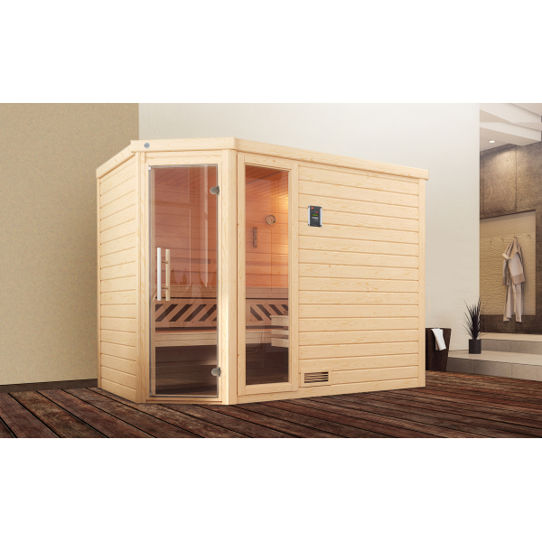 Sauna d'Angle traditionnel TURKU 3 | 5 places | 245x195 - H 203 cm