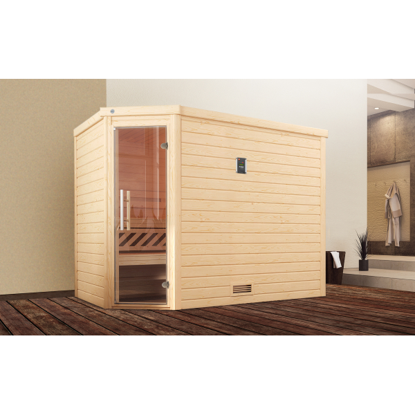 Sauna d'Angle traditionnel TURKU 3 | 5 places | 245x195 - H 203 cm