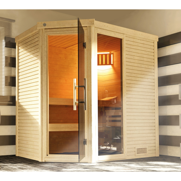 Sauna d'Angle traditionnel CUBILIS 1 | 2 places | 195 x 145 - H 205 cm