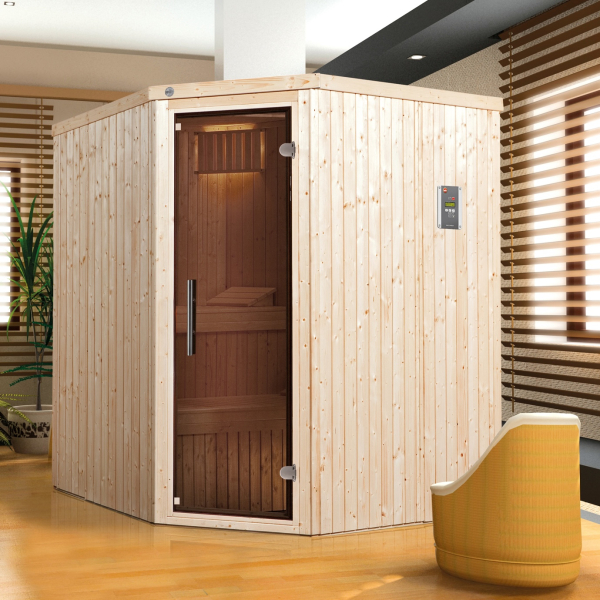 Sauna isolé d'intérieur traditionnel KIRUNA 2 | 3 places | 194 x 177 - H 199 cm