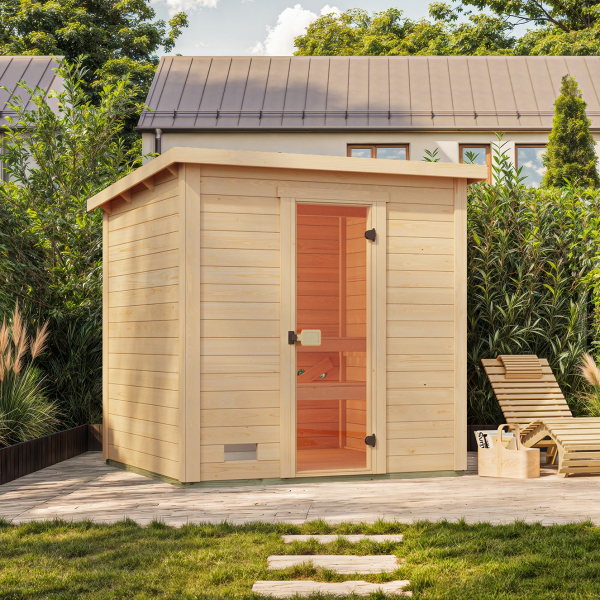 Sauna Extérieur WEKA KAAPI | 3-4 personnes | 200 × 200 cm | Bois brut 40 mm