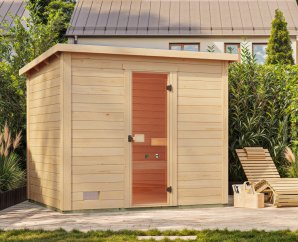 Sauna Extérieur WEKA KAAPI | 4-5 personnes | 235 × 200 cm | Bois brut 40 mm