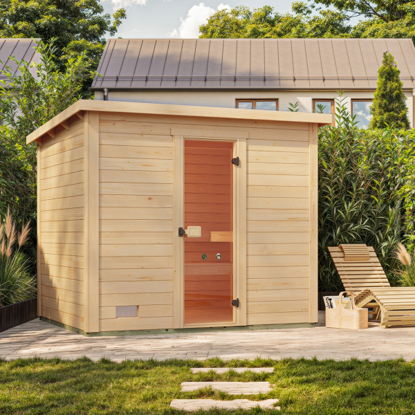Sauna Extérieur WEKA KAAPI | 4-5 personnes | 235 × 200 cm | Bois brut 40 mm