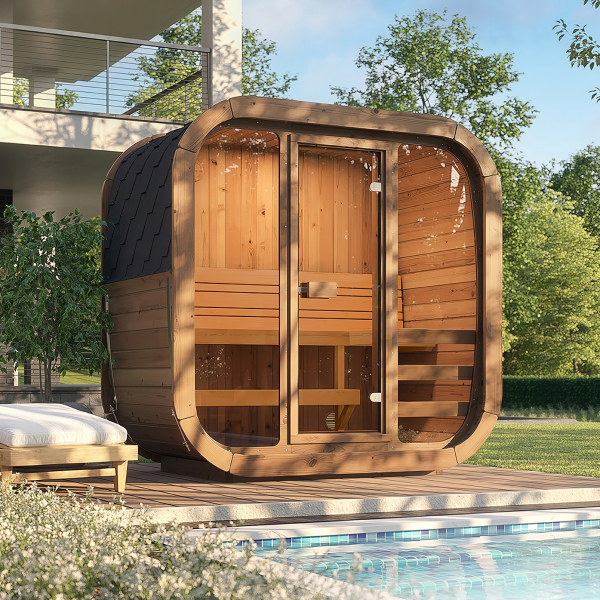 Sauna Extérieur WEKA LAADI 1 | 1-2 personnes | Ø 205 × 125 cm | Bois Thermo-traité 42 mm