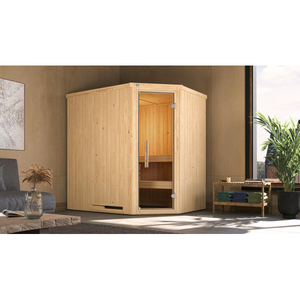 Sauna d'angle intérieur VARBERG 1 | 1-2 places | 194 x 144 - H 199 cm