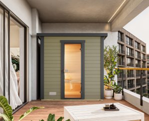 Sauna Extérieur WEKA KAAPI | 2-3 personnes | 200 × 150 cm | Peint gris vert 40 mm