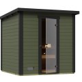 Sauna Extérieur WEKA KAAPI | 3-4 personnes | 200 × 200 cm | Peint gris vert 40 mm