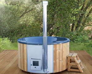 Bain nordique rond en fibre de verre | Poêle intégré | 5 personnes | Ø 200 cm
