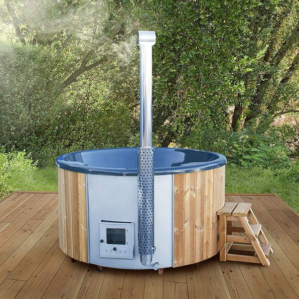 Bain nordique rond en fibre de verre | Poêle intégré | 5 personnes | Ø 200 cm
