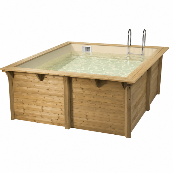 Piscine bois carrée design AZURA 300 x 300 – H 126 cm UBBINK