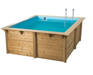 Piscine bois carrée design AZURA 300 x 300 – H 126 cm UBBINK - Liner bleu