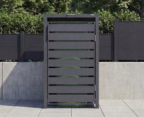 Cache-poubelle en métal GARY Anthracite pour bac 240L|  80x68 cm