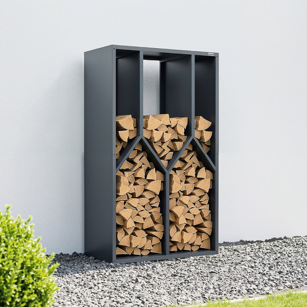Abri à bois Métal GARY Anthracite | 100x77x200 cm