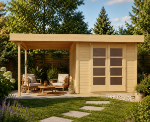 Pool house en bois WEKA Marlo 126 |  grand auvent 320 cm |  28 mm |  2 dimensions et 4 coloris
