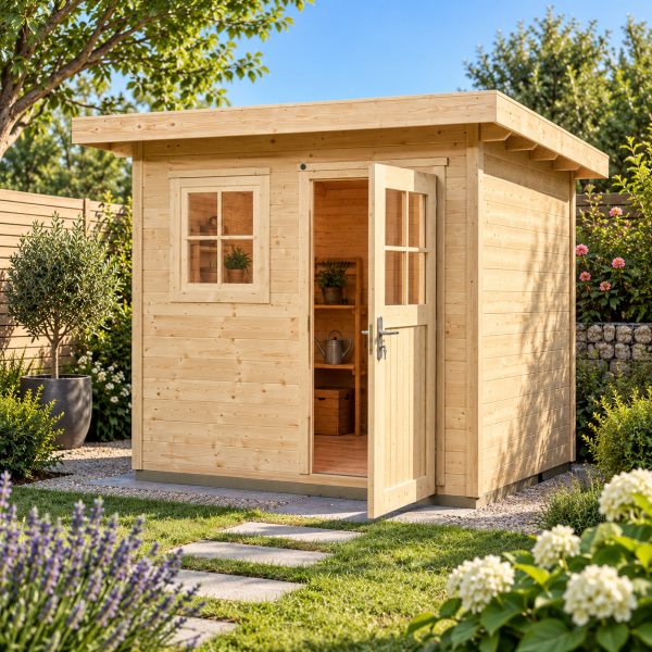 Abri de jardin en bois 170 | 5,3 m² | Aspect brut | 28 mm d'épaisseur