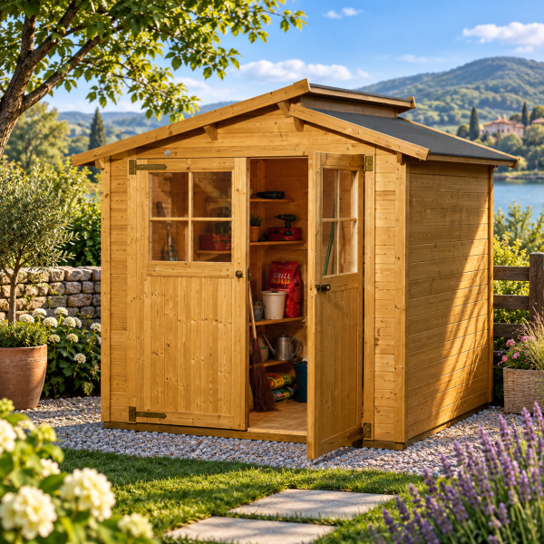 Abri de jardin en bois 323 | 4,7 m² | Aspect lasuré | 19 mm d'épaisseur