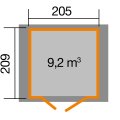 Abri de jardin WEKA Blackmount 224A | toit à deux pentes | 21 mm | 205 x 209 cm