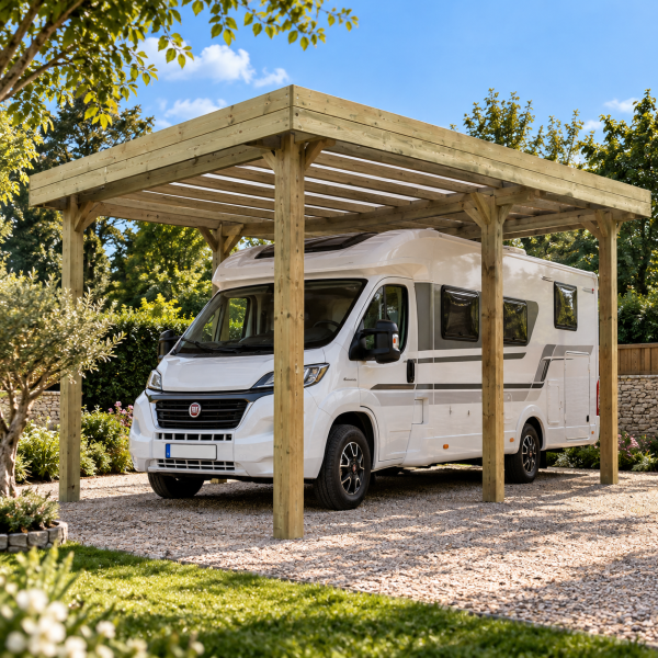 Carport en bois pour camping-car modulable | 406 x 506 cm + extension possible | Bois autoclave