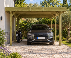 Carport en bois toit plat modulable | 506 x 506 cm + extension possible | Bois autoclave