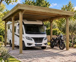 Carport en bois pour camping-car modulable | 506 x 506 cm + extension possible | Bois autoclave