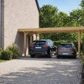 Carport en bois toit plat modulable  | 606 x 506 cm + extension possible | Bois autoclave