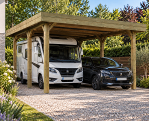 Carport en bois pour camping-car modulable | 606 x 506 cm + extension possible | Bois autoclave