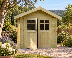 Abri de jardin en bois CHARTRES | 298 x 238 cm | Bois brut | 28 mm d'épaisseur