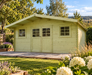 Abri de jardin en bois MONTREUX | 508 x 508 cm | Bois autoclave | 28 mm d'épaisseur