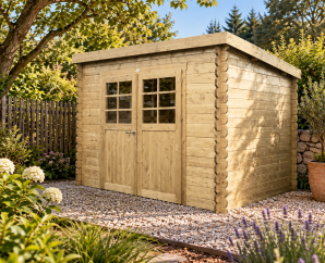 Abri de jardin en bois BREST | 298 x 298 cm | Bois brut ou autoclave | 28 mm d'épaisseur